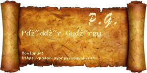 Pádár György névjegykártya